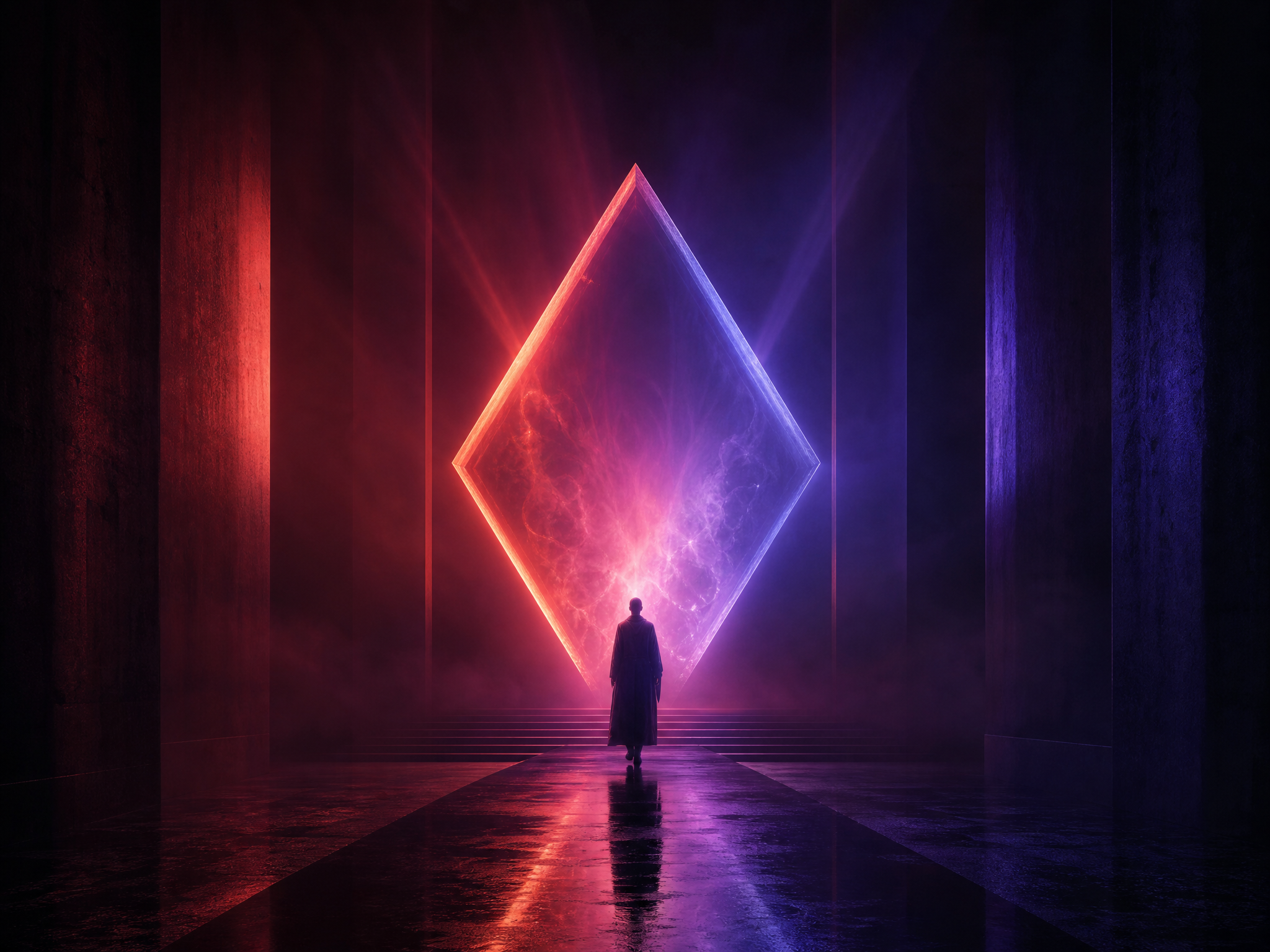 A glowing portal emerging from darkness, symbolizing the passage between states of consciousness